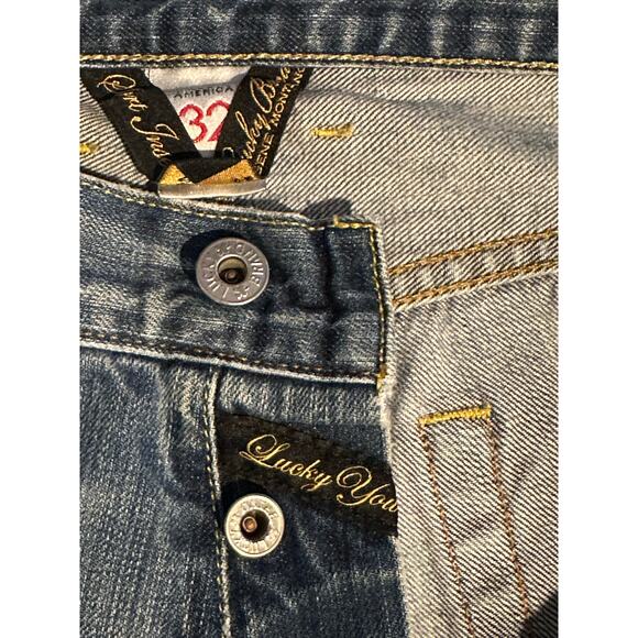 Vintage Lucky Brand Jeans Size 32 90’s Blue Fade Dungarees Cloverleaf Made USA - Picture 4 of 12